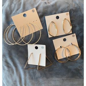 FOREVER 21 HOOP, OVAL, & TRIANGULAR EARRINGS